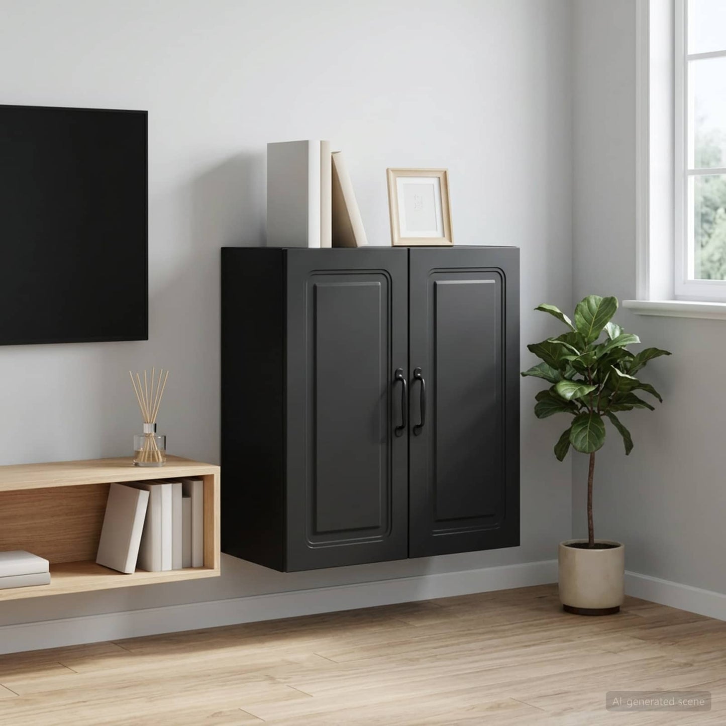 Wall-Mounted Cabinet Black 59 x 31 x 60 cm Engineered Wood