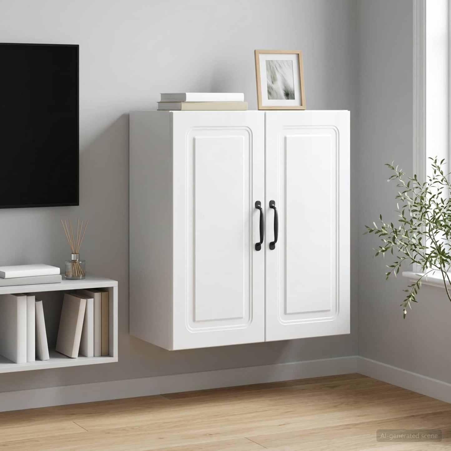 Wall-Mounted Cabinet High Gloss White 59 x 31 x 60 cm