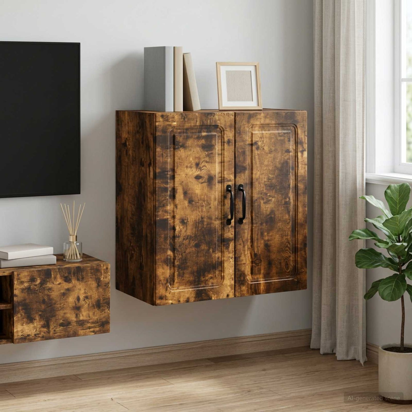 Wall-Mounted Cabinet Smoked Oak 59 x 31 x 60 cm Engineered Wood