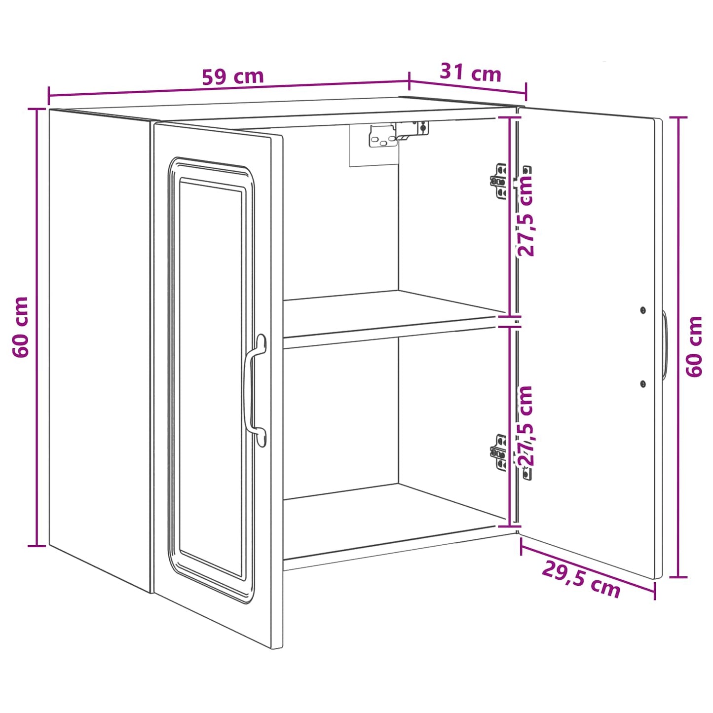 Wall-Mounted Cabinet 59 x 31 x 60 cm Engineered Wood Smoked Oak