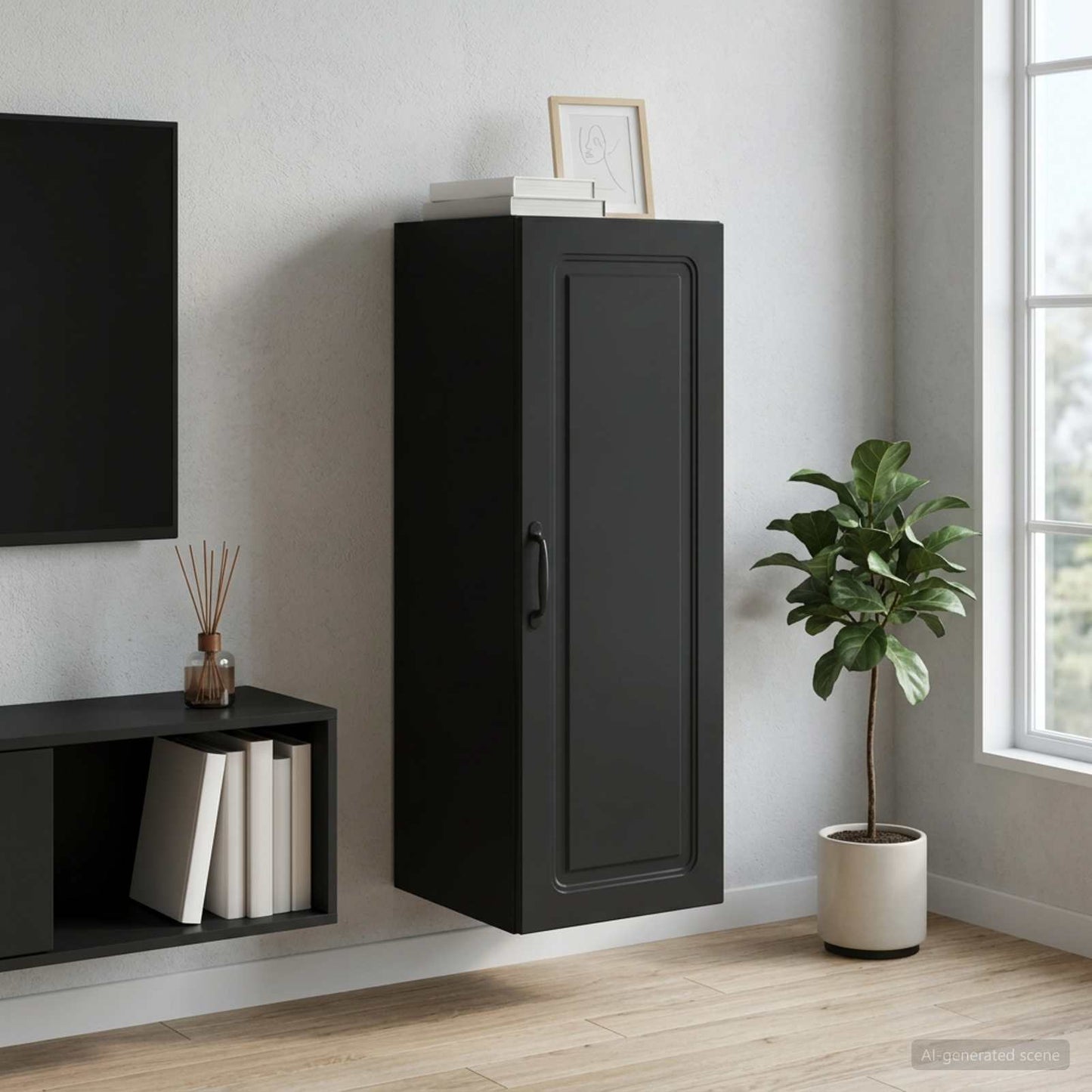 Wall-Mounted Cabinet Black 33 x 34.5 x 90 cm Engineered Wood