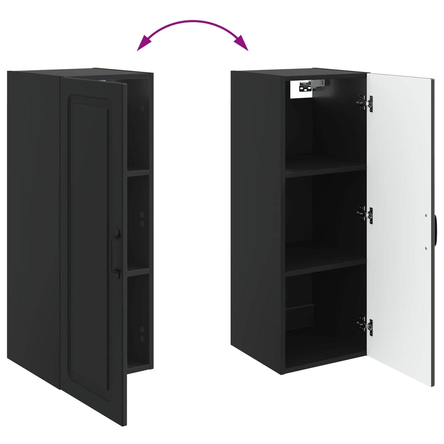 Wall-Mounted Cabinet Black 33 x 34.5 x 90 cm Engineered Wood
