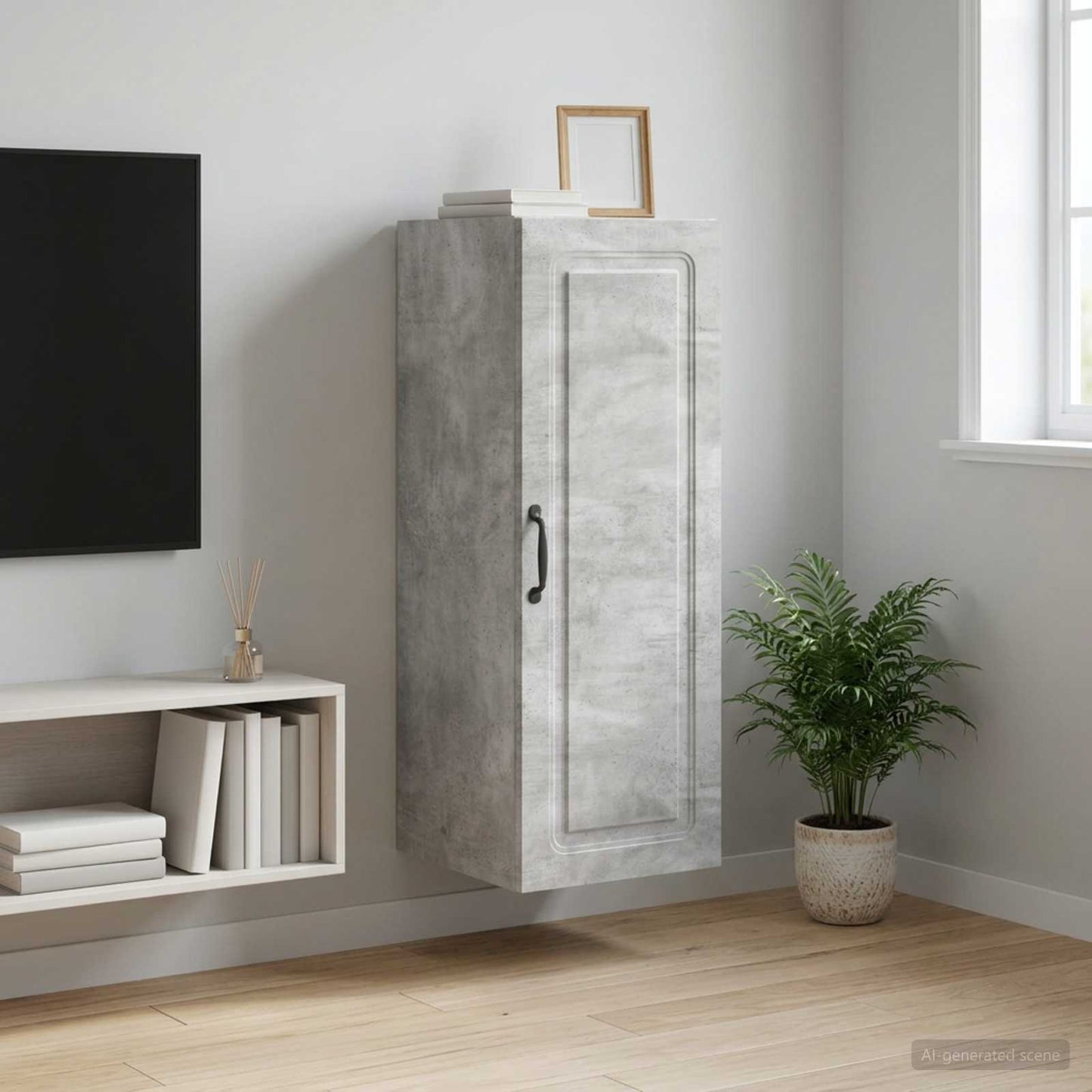 Wall-Mounted Cabinet Concrete Grey 33 x 34.5 x 90 cm