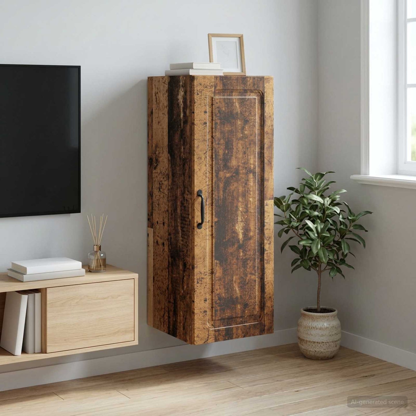 Wall-Mounted Cabinet Old Wood 33 x 34.5 x 90 cm Engineered Wood