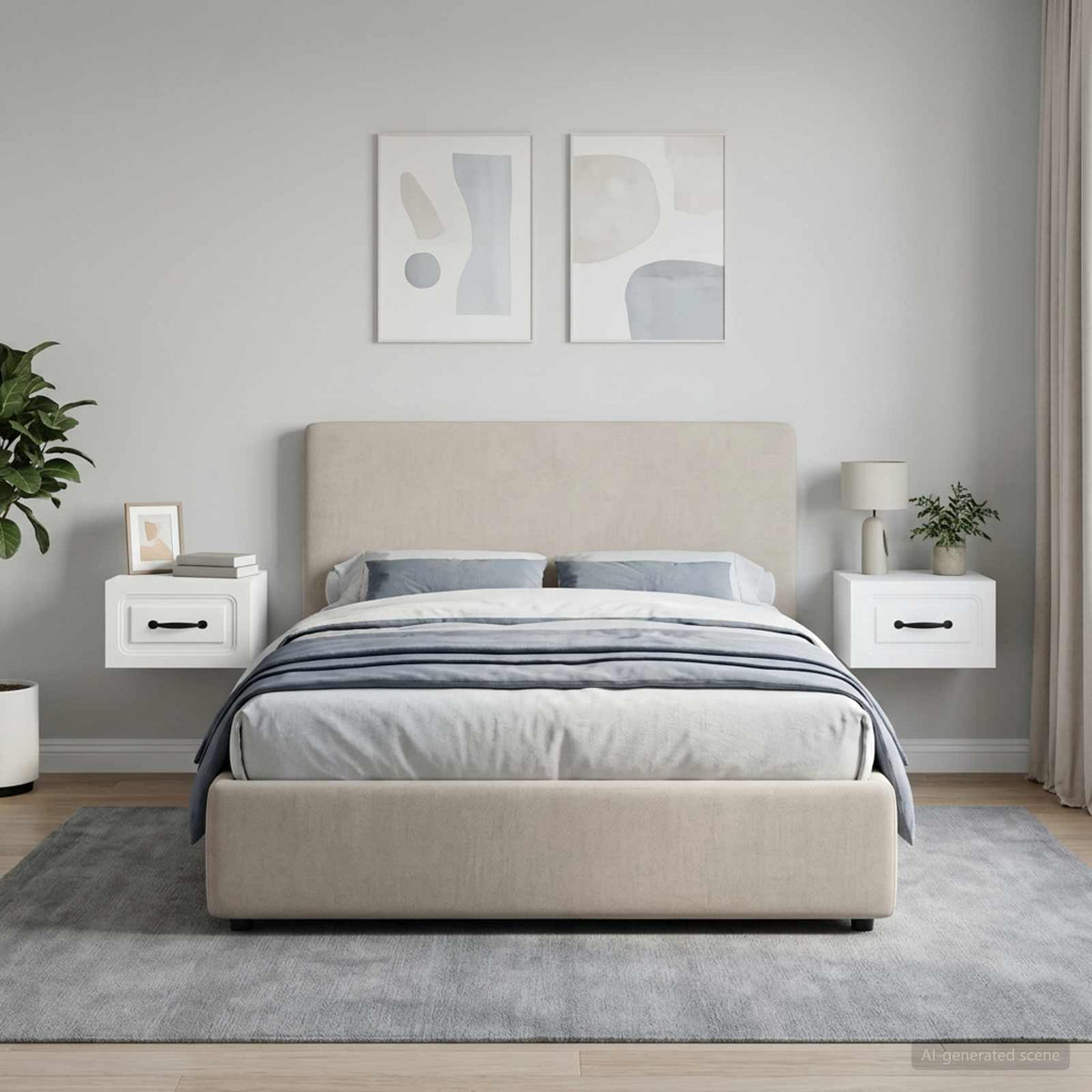 Wall-Mounted Bedside Cabinet 2 pcs White 34.5 x 33 x 20 cm