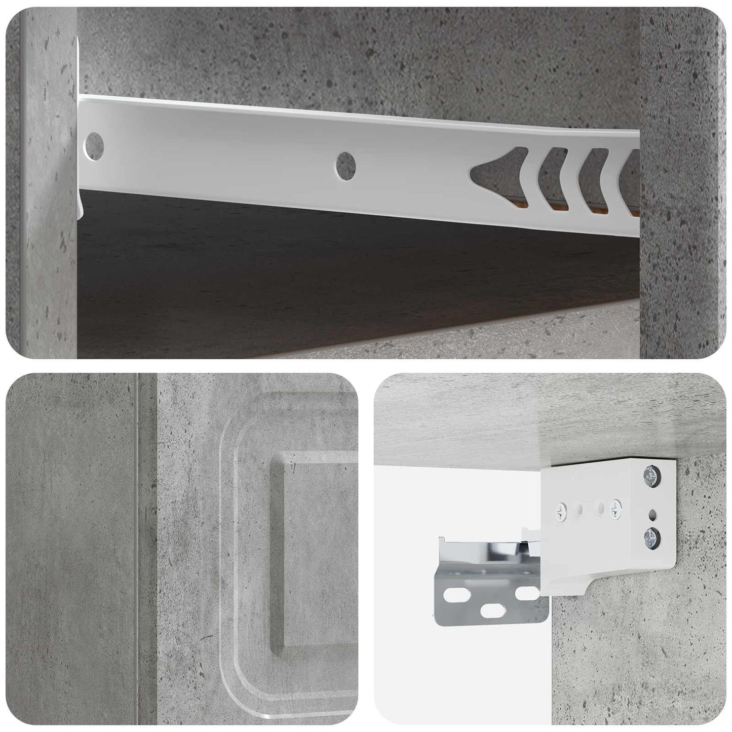 Wall-Mounted Bedside Cabinet 2 pcs Concrete Grey