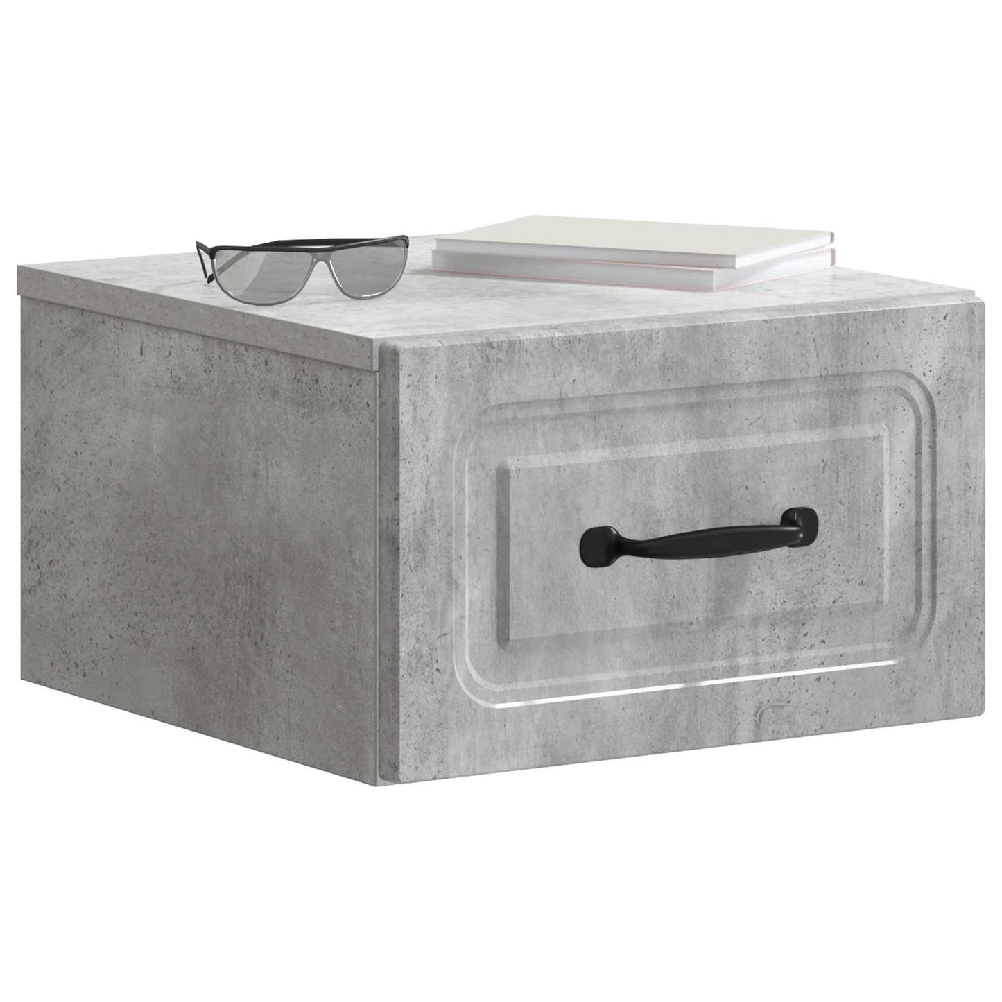 Wall-Mounted Bedside Cabinet with Drawer 2 pcs Concrete Grey