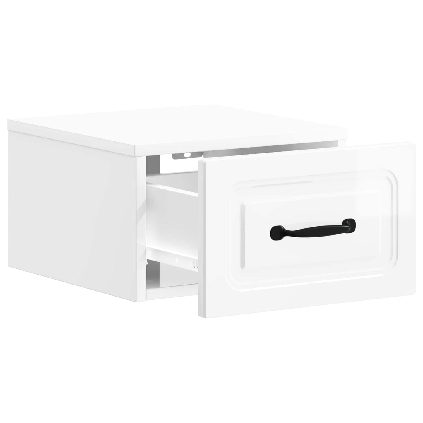 Wall-Mounted Bedside Cabinet High Gloss White 34.5 x 33 x 20 cm