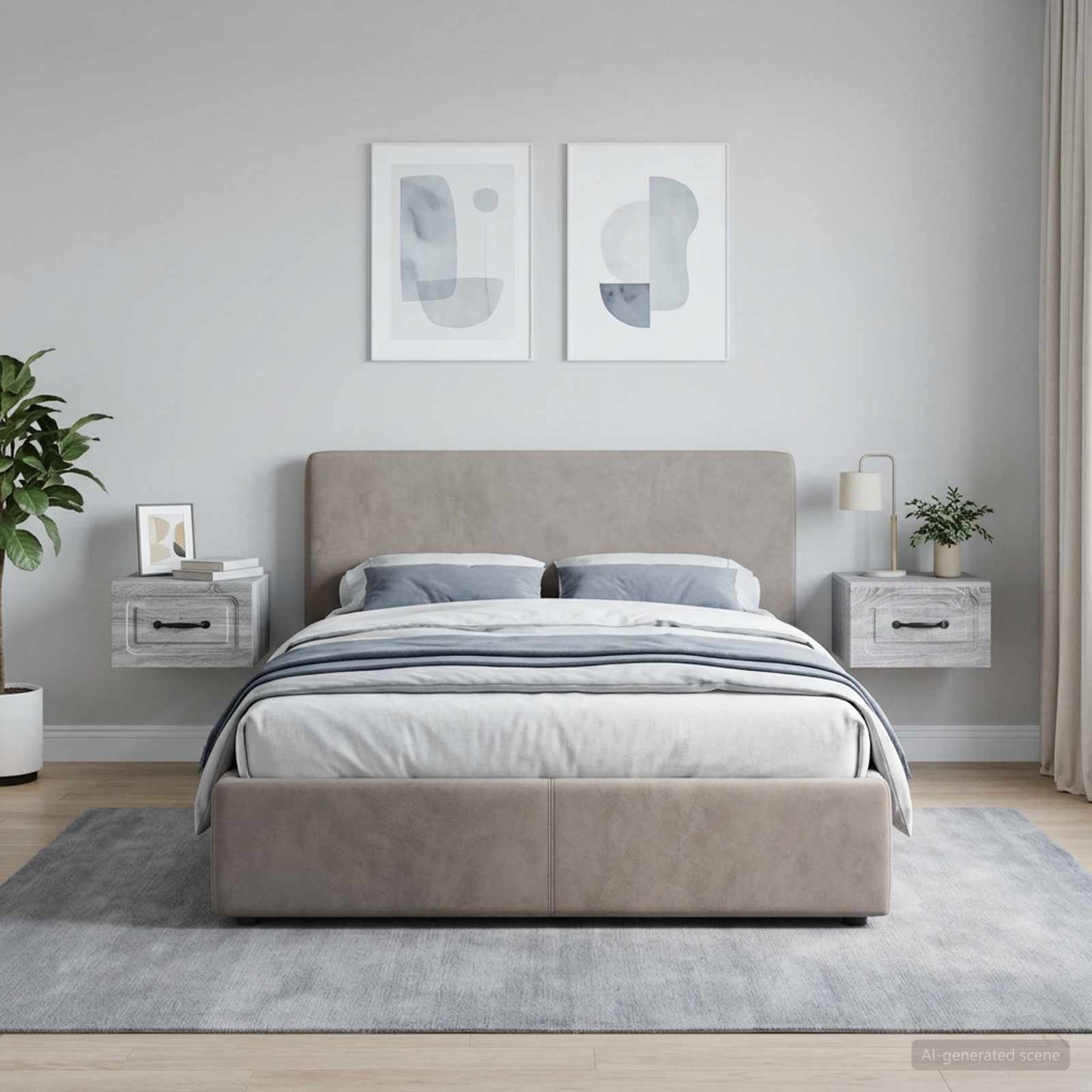 Wall-Mounted Bedside Cabinet 2 pcs Grey Sonoma Engineered Wood