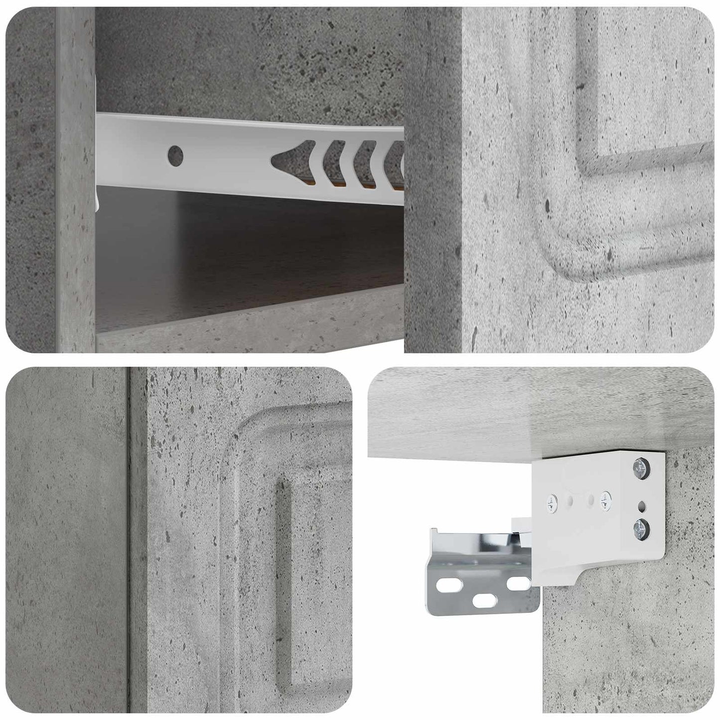 Wall-Mounted Bedside Cabinet with Drawer 2 pcs Concrete Grey