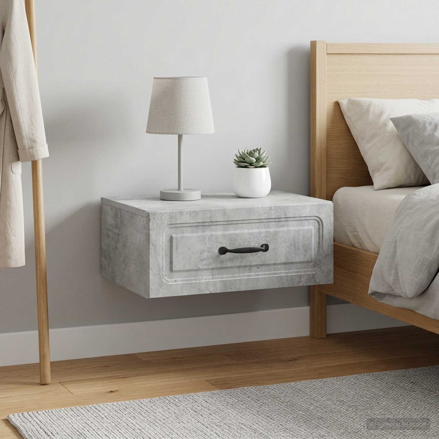 Wall-Mounted Bedside Cabinet with Drawer 2 pcs Concrete Grey