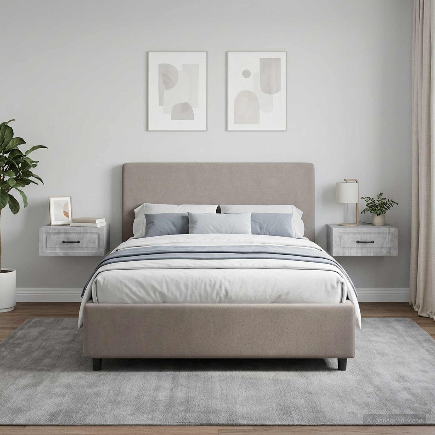 Wall-Mounted Bedside Cabinet with Drawer 2 pcs Concrete Grey