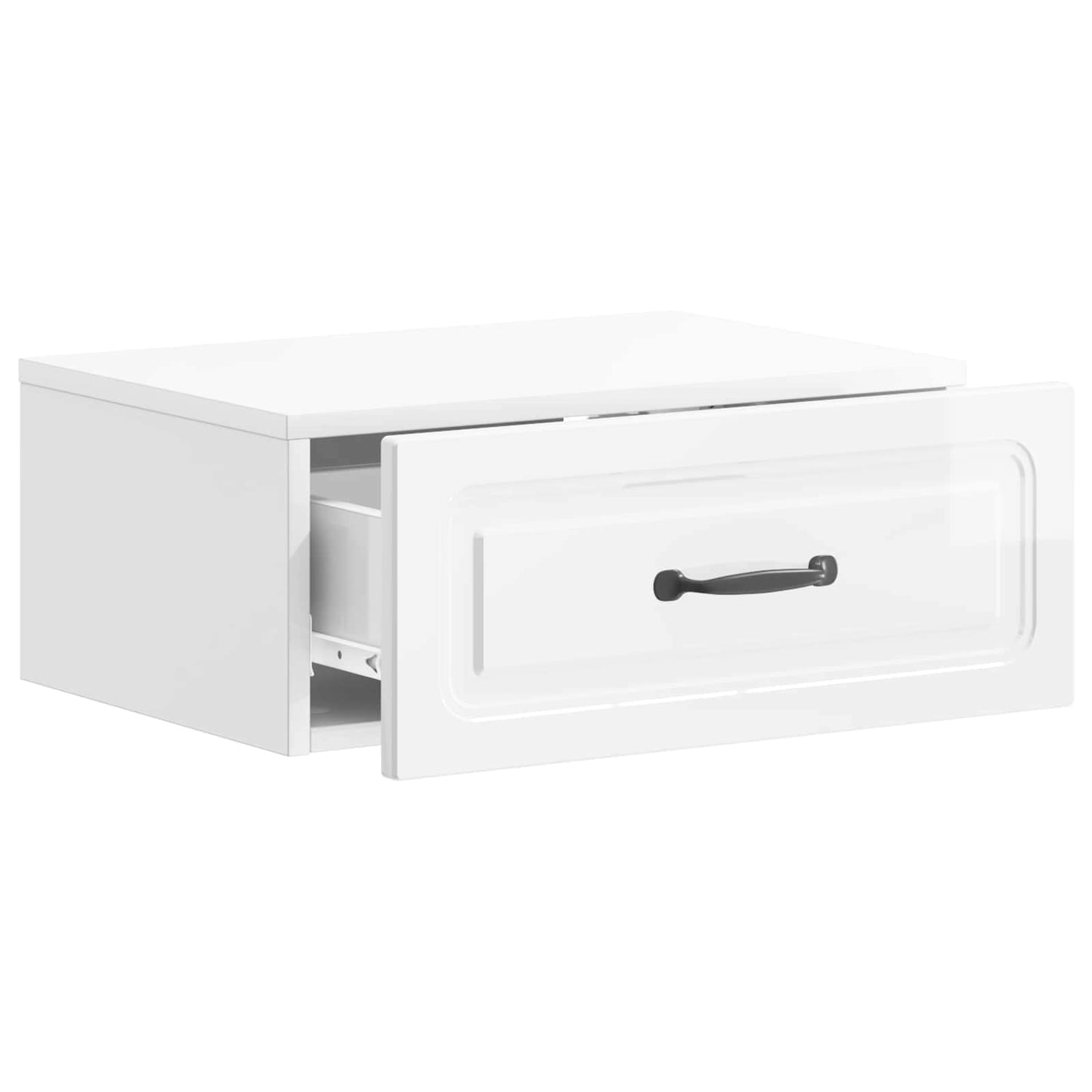 Wall-Mounted Bedside Cabinet High Gloss White 49 x 34.5 x 20 cm
