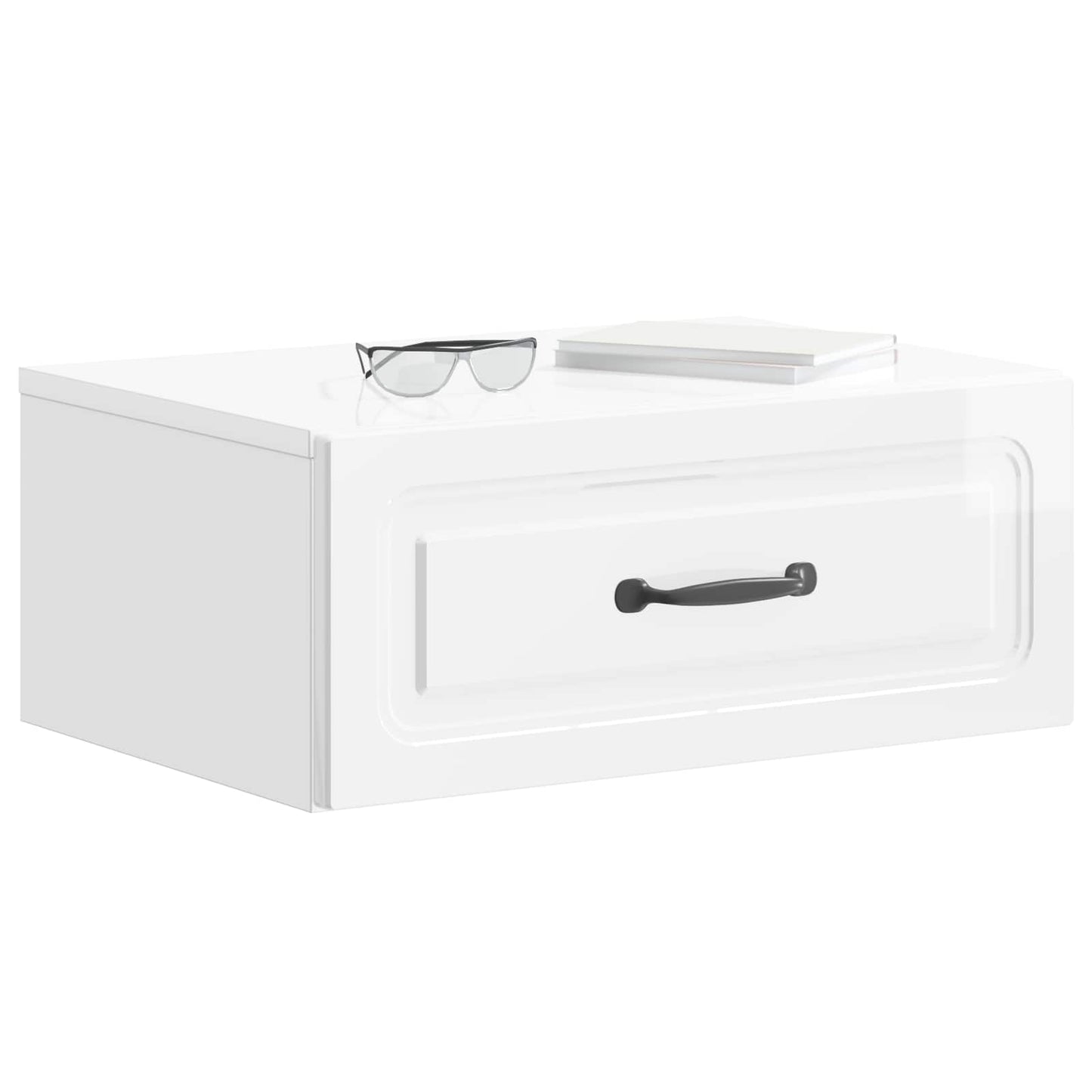 Wall-Mounted Bedside Cabinet High Gloss White 49 x 34.5 x 20 cm