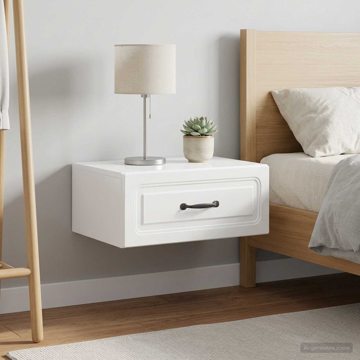 Wall-Mounted Bedside Cabinet with Drawer 2 pcs High Gloss White