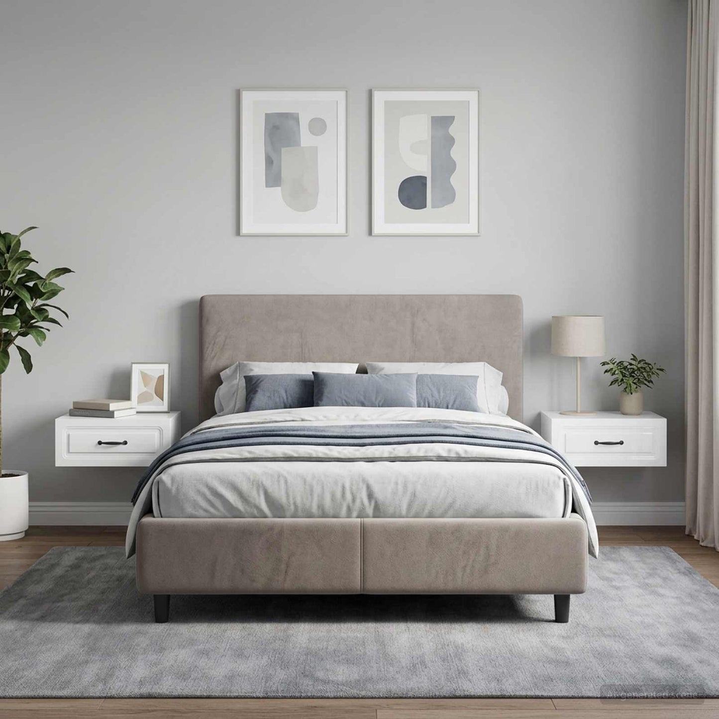 Wall-Mounted Bedside Cabinet with Drawer 2 pcs High Gloss White