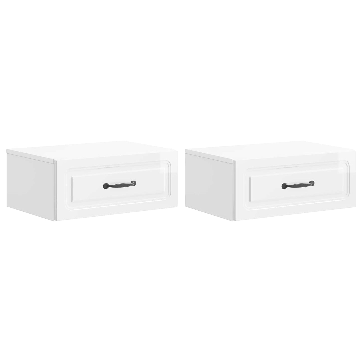 Wall-Mounted Bedside Cabinet with Drawer 2 pcs High Gloss White