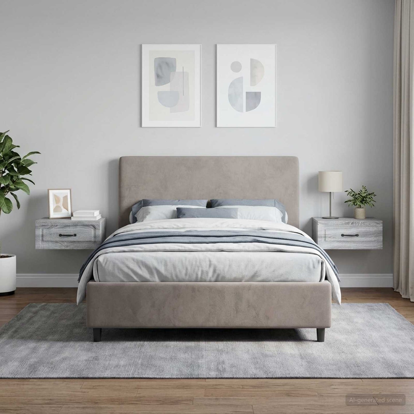 Wall-Mounted Bedside Cabinet 2 pcs Grey Sonoma
