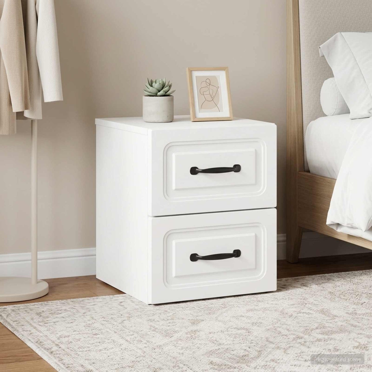 Wall-Mounted Bedside Cabinet 2 pcs White 34.5 x 33 x 40 cm