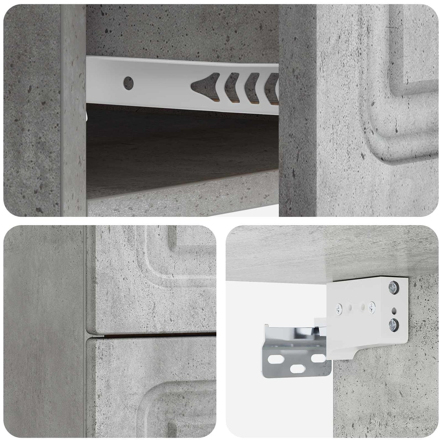 Wall-Mounted Bedside Cabinet with Drawer 2 pcs Concrete Grey