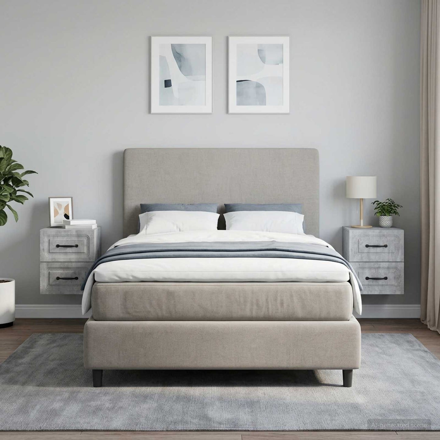 Wall-Mounted Bedside Cabinet with Drawer 2 pcs Concrete Grey