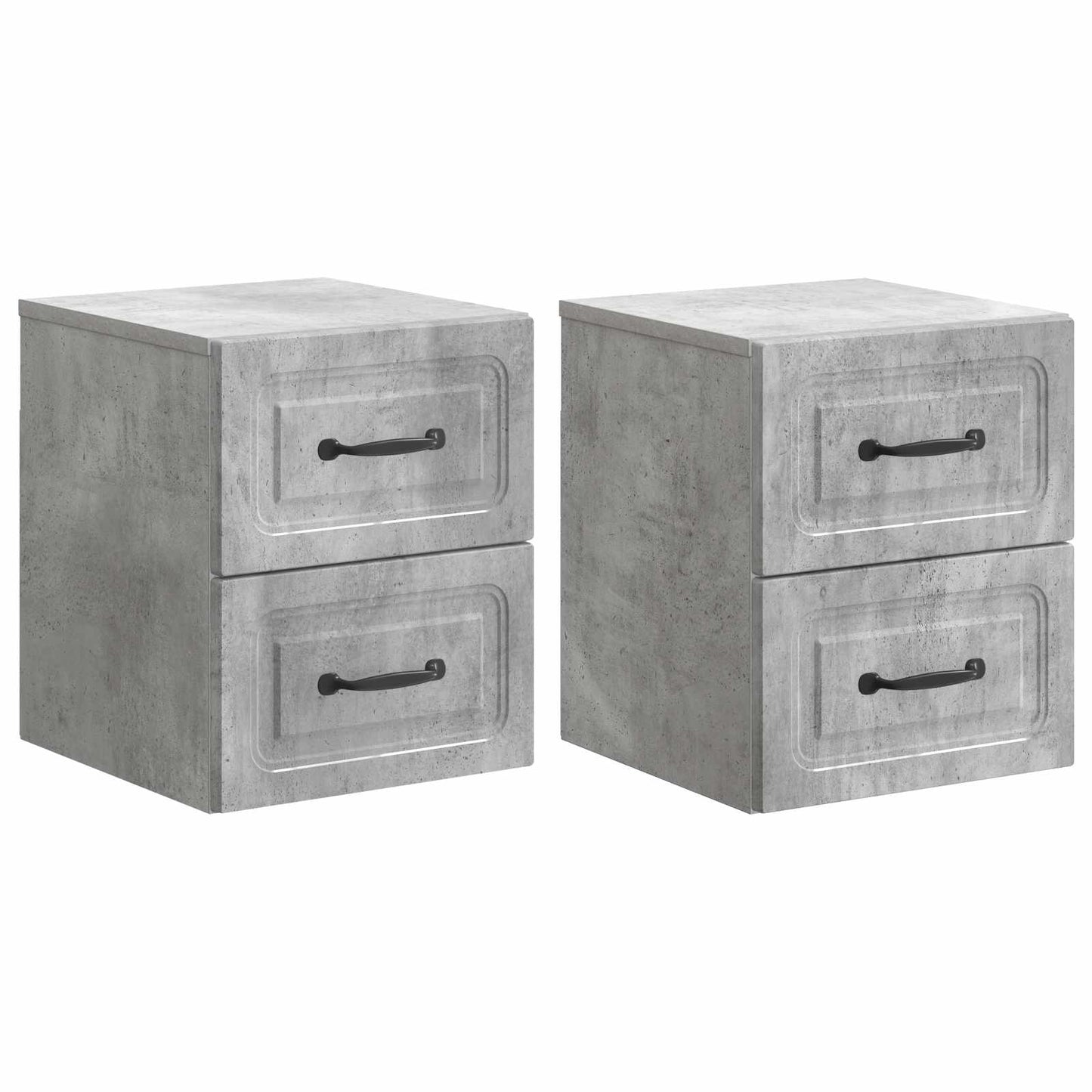 Wall-Mounted Bedside Cabinet with Drawer 2 pcs Concrete Grey