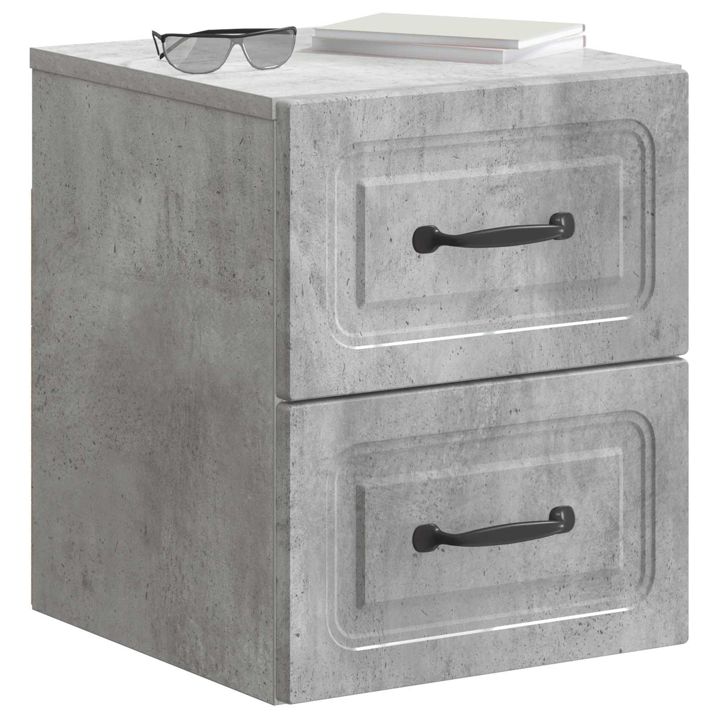 Wall-Mounted Bedside Cabinet with Drawer 2 pcs Concrete Grey