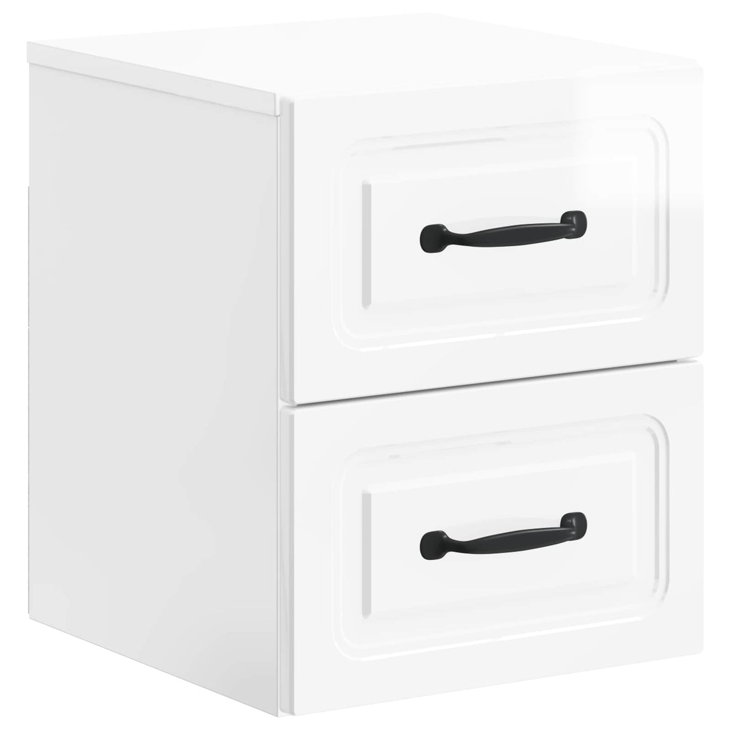 Wall-Mounted Bedside Cabinet with Drawer 2 pcs High Gloss White