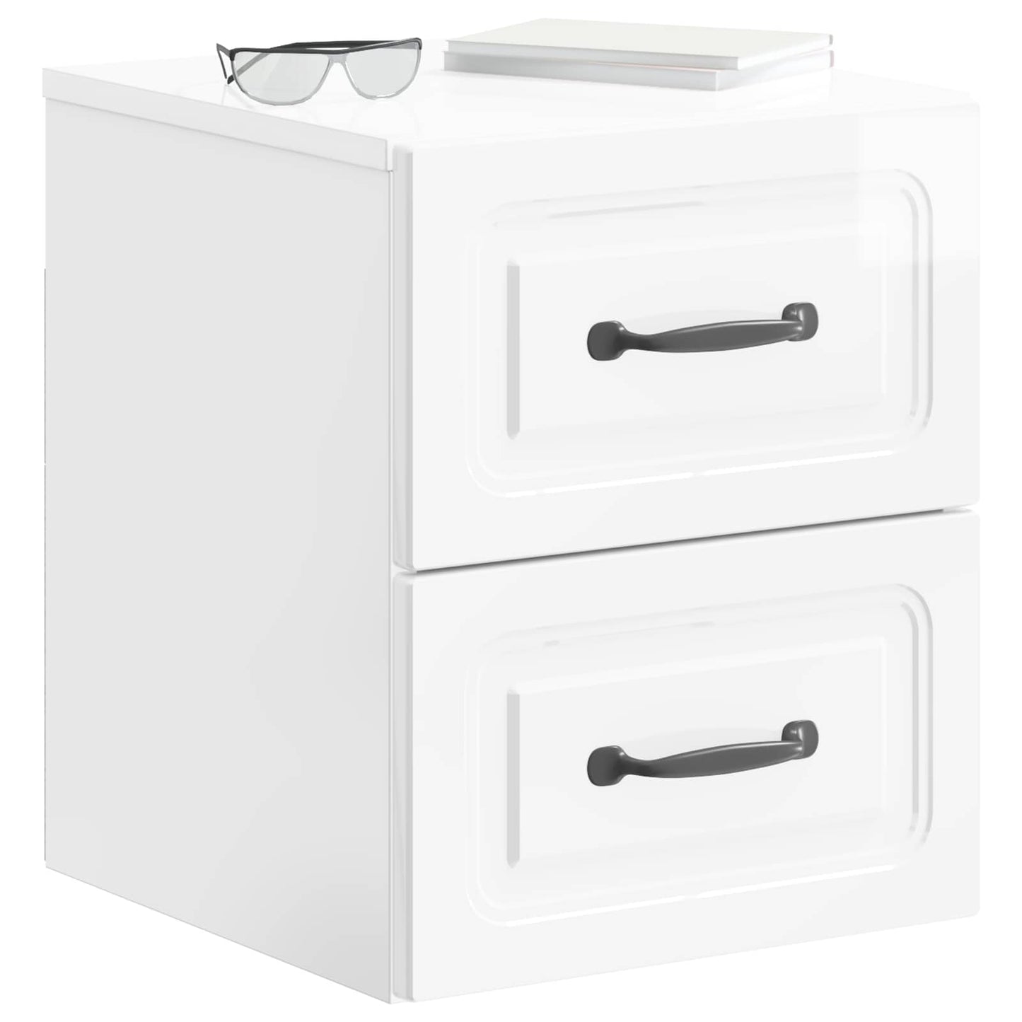 Wall-Mounted Bedside Cabinet with Drawer 2 pcs High Gloss White
