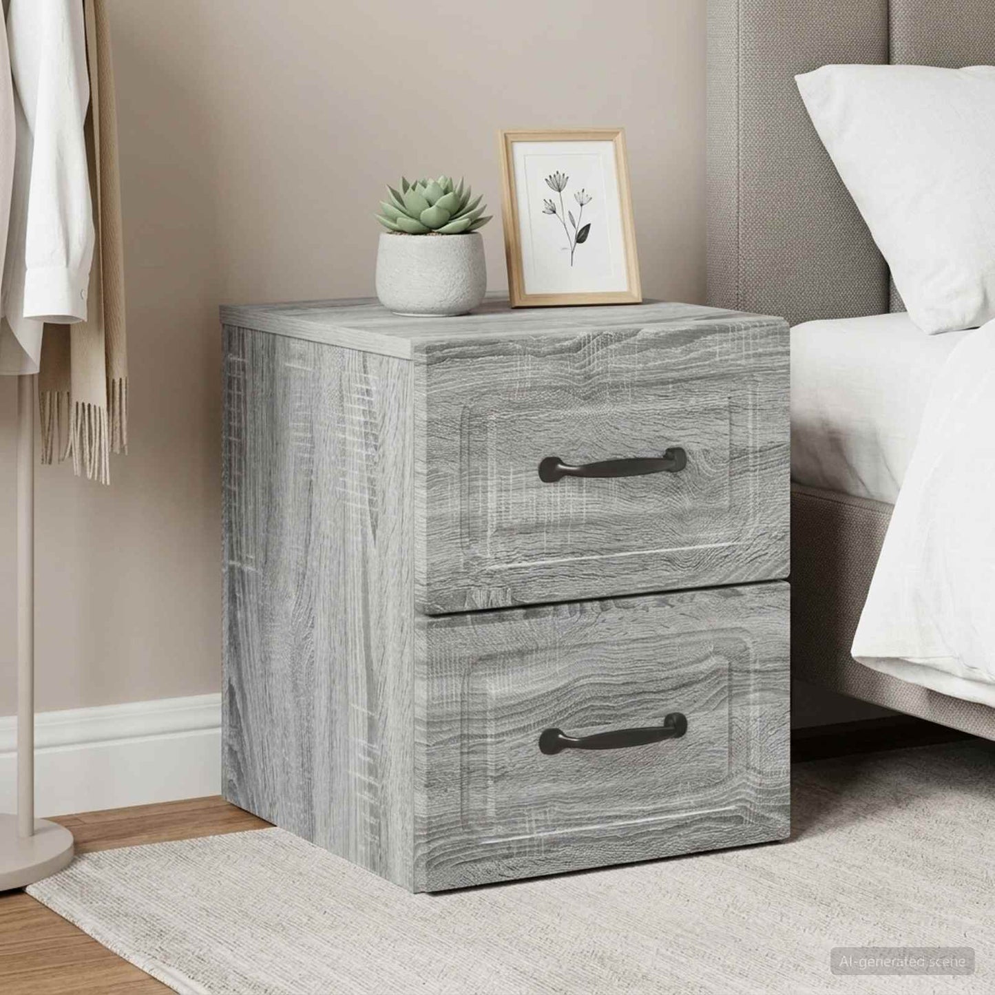 Wall-Mounted Bedside Cabinet 2 pcs Grey Sonoma Engineered Wood