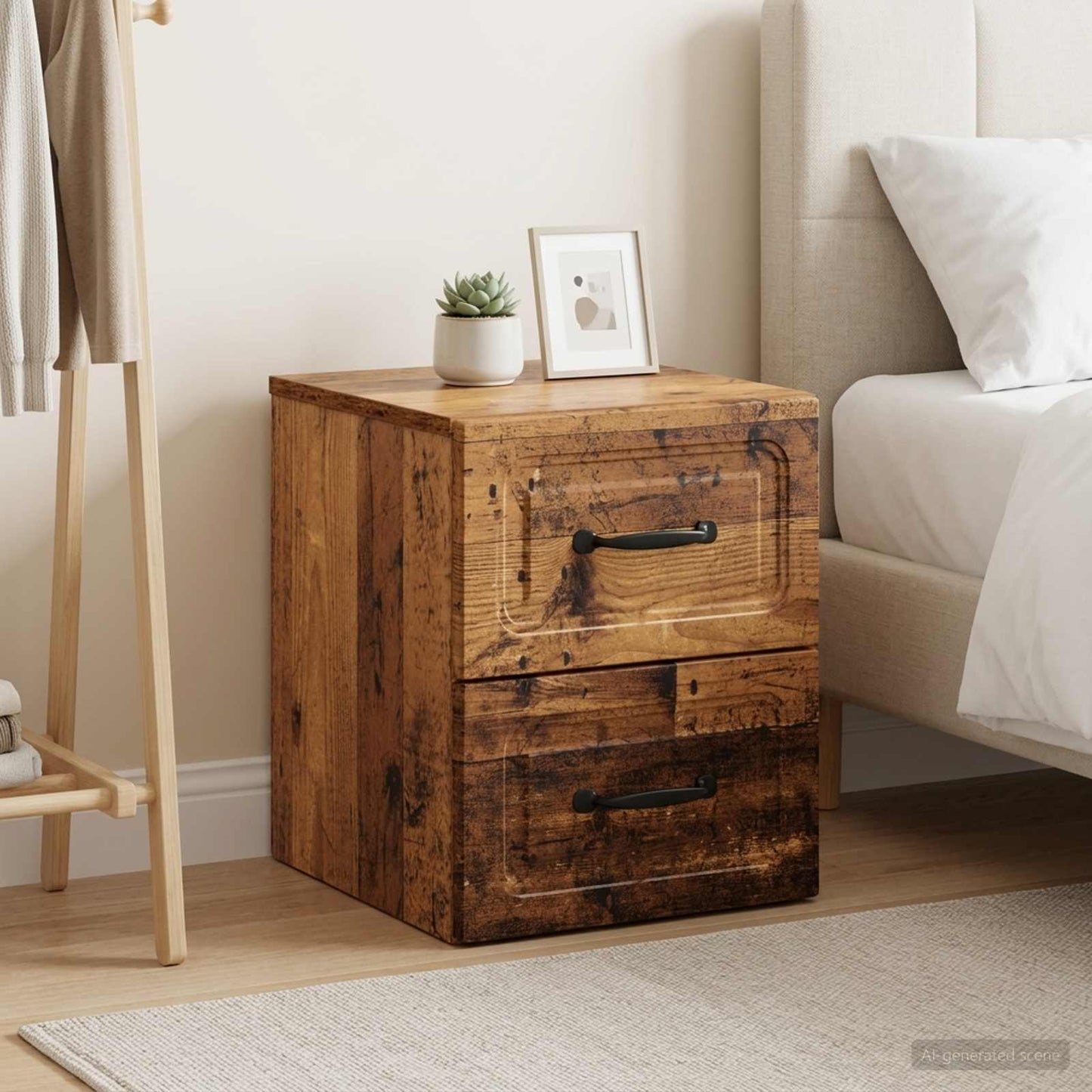 Wall-Mounted Bedside Cabinet 2 pcs Old Wood 34.5 x 33 x 40 cm