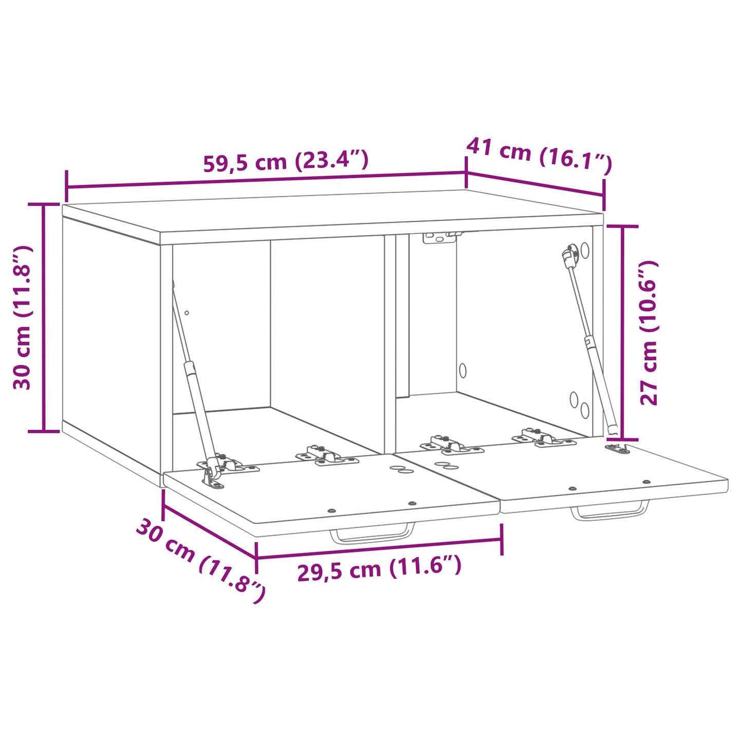 Wall-Mounted TV Cabinet High Gloss White 59.5 x 41 x 30 cm