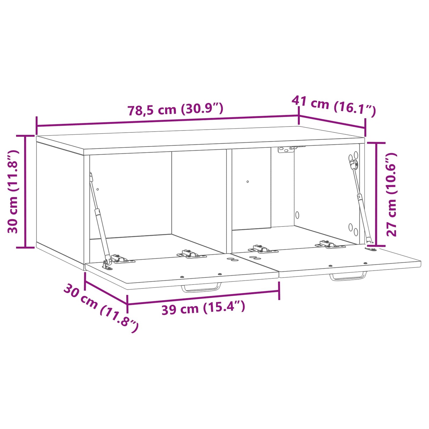 Wall-Mounted TV Cabinet Concrete Grey 78.5 x 41 x 30 cm
