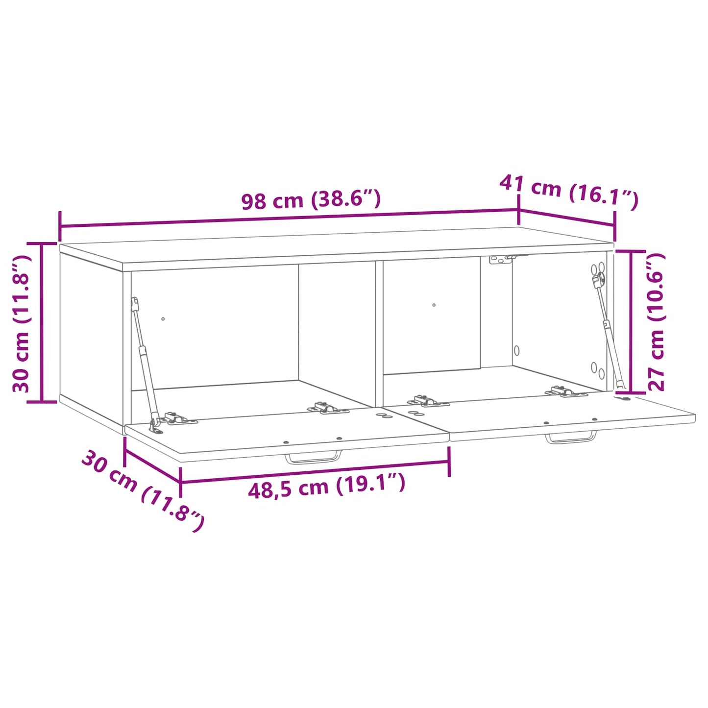 Wall-Mounted TV Cabinet Concrete Grey 98 x 41 x 30 cm