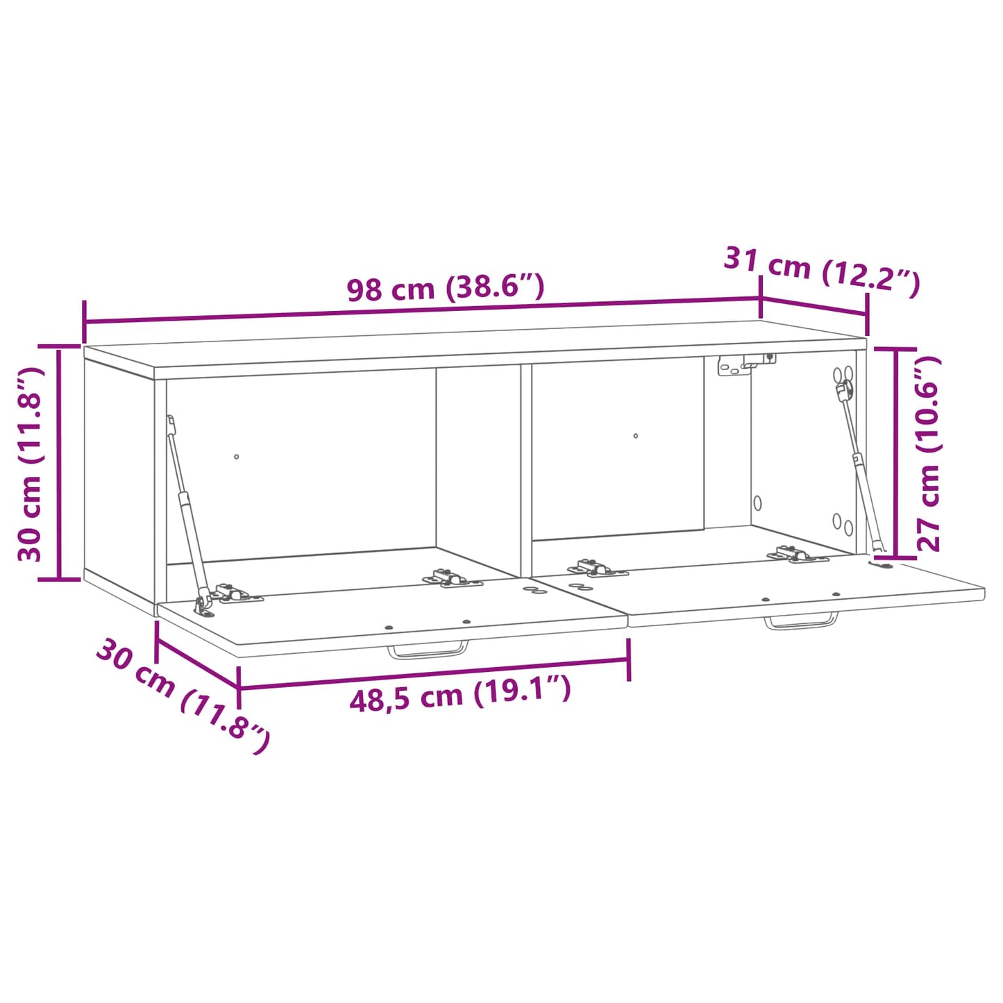 Wall-Mounted TV Cabinet Black 98 x 31 x 30 cm Engineered Wood