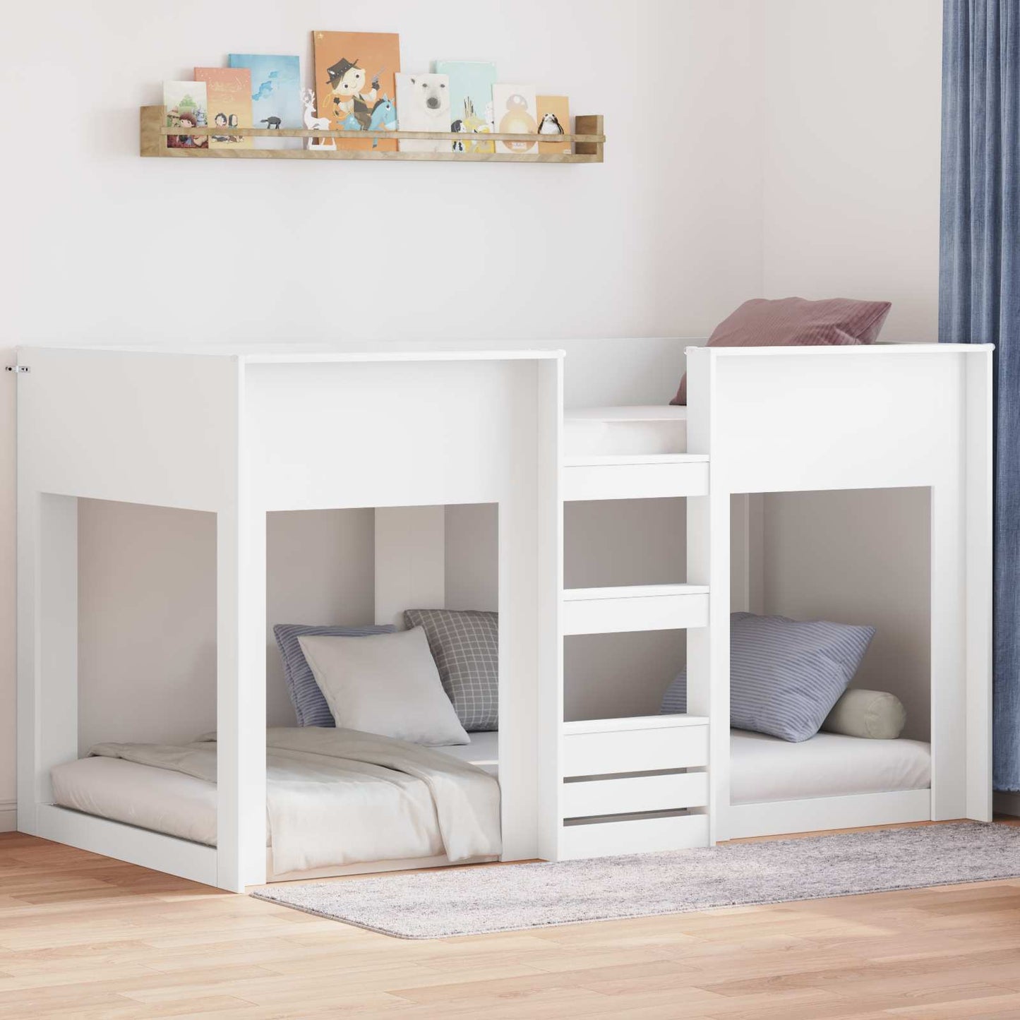 Bunk Bed for Kids White 75 x 190 cm Engineered Wood