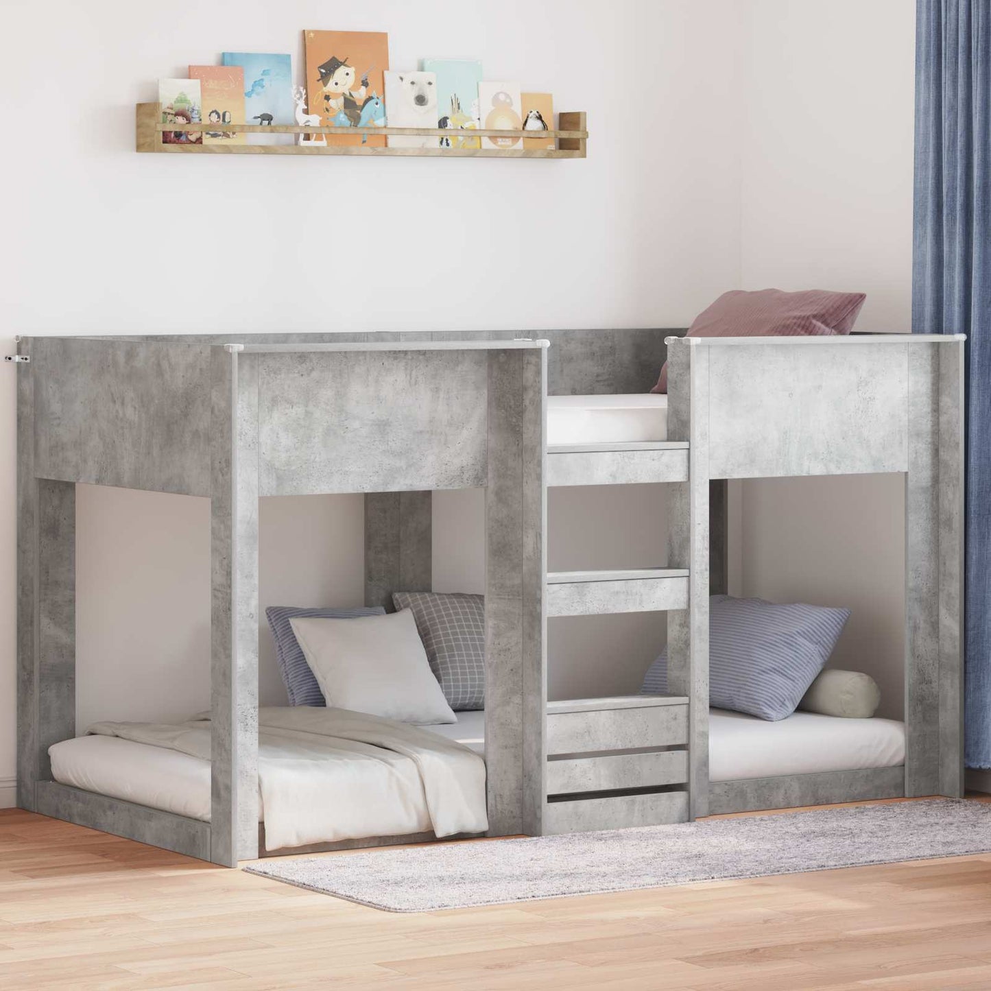 Bunk Bed for Kids Concrete Grey 90 x 190 cm Engineered Wood