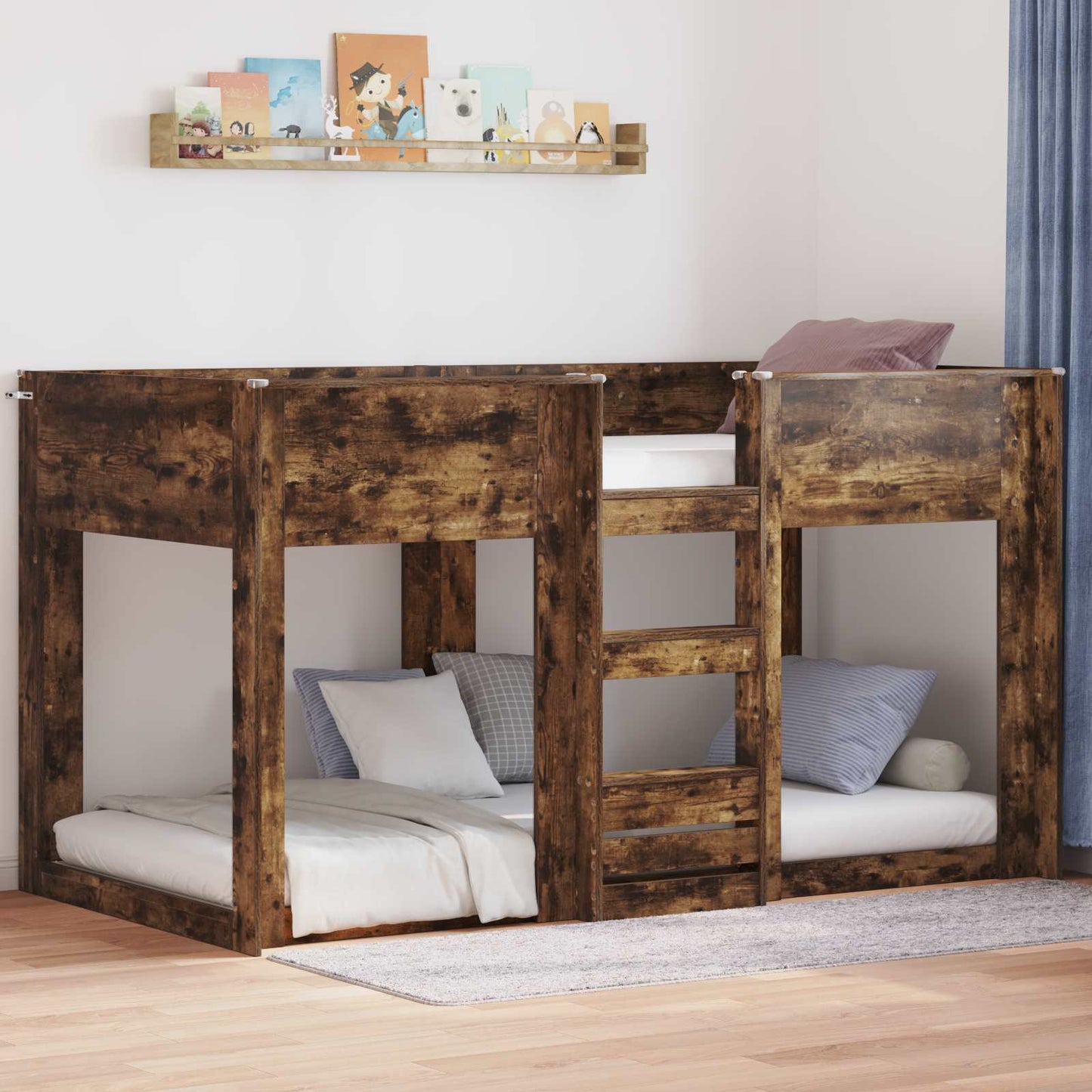 Bunk Bed for Kids Smoked Oak 90 x 200 cm Engineered Wood