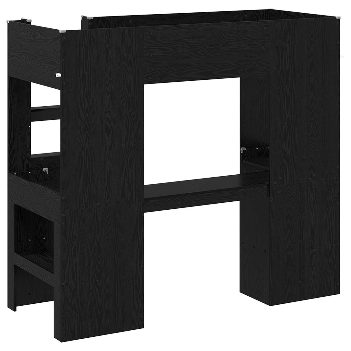 Loft Bed Frame with Desk Black Oak 75 x 190 cm Engineered Wood