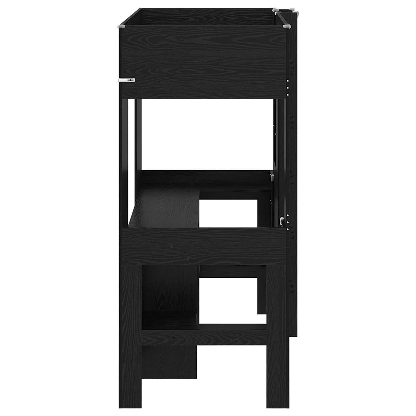 Loft Bed Frame with Desk Black Oak 75 x 190 cm Engineered Wood