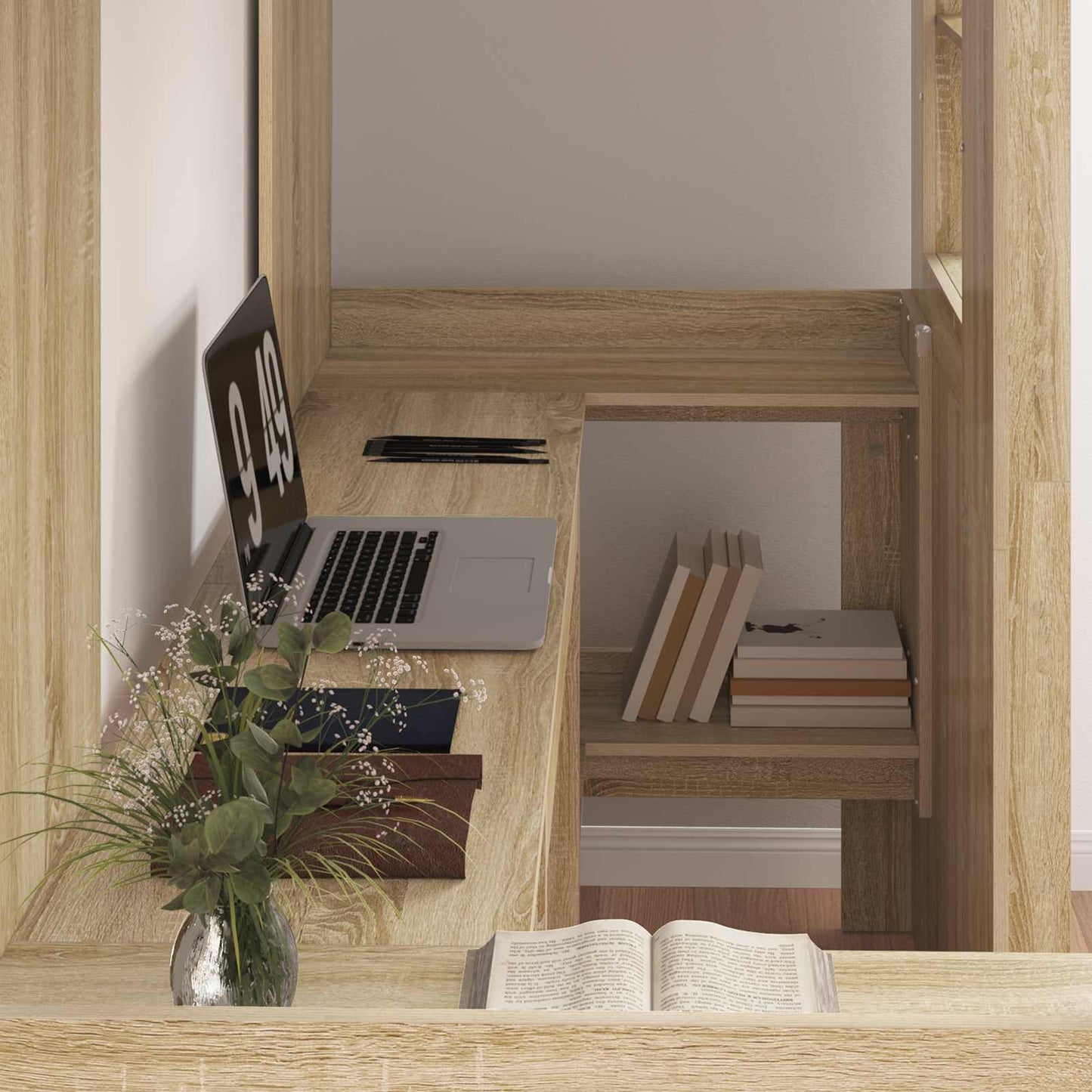 Loft Bed Frame with Desk Sonoma Oak 75 x 190 cm Engineered Wood