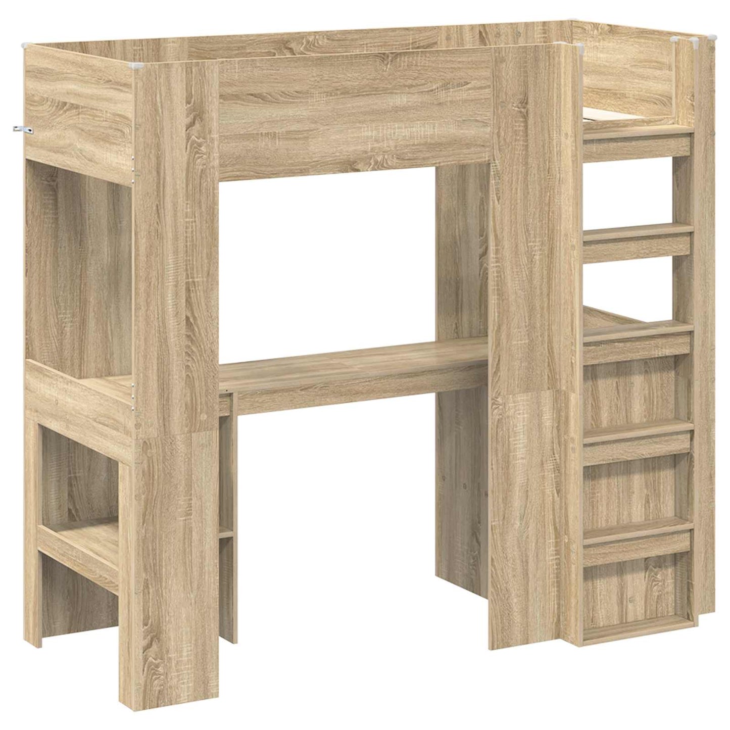 Loft Bed Frame with Desk Sonoma Oak 75 x 190 cm Engineered Wood