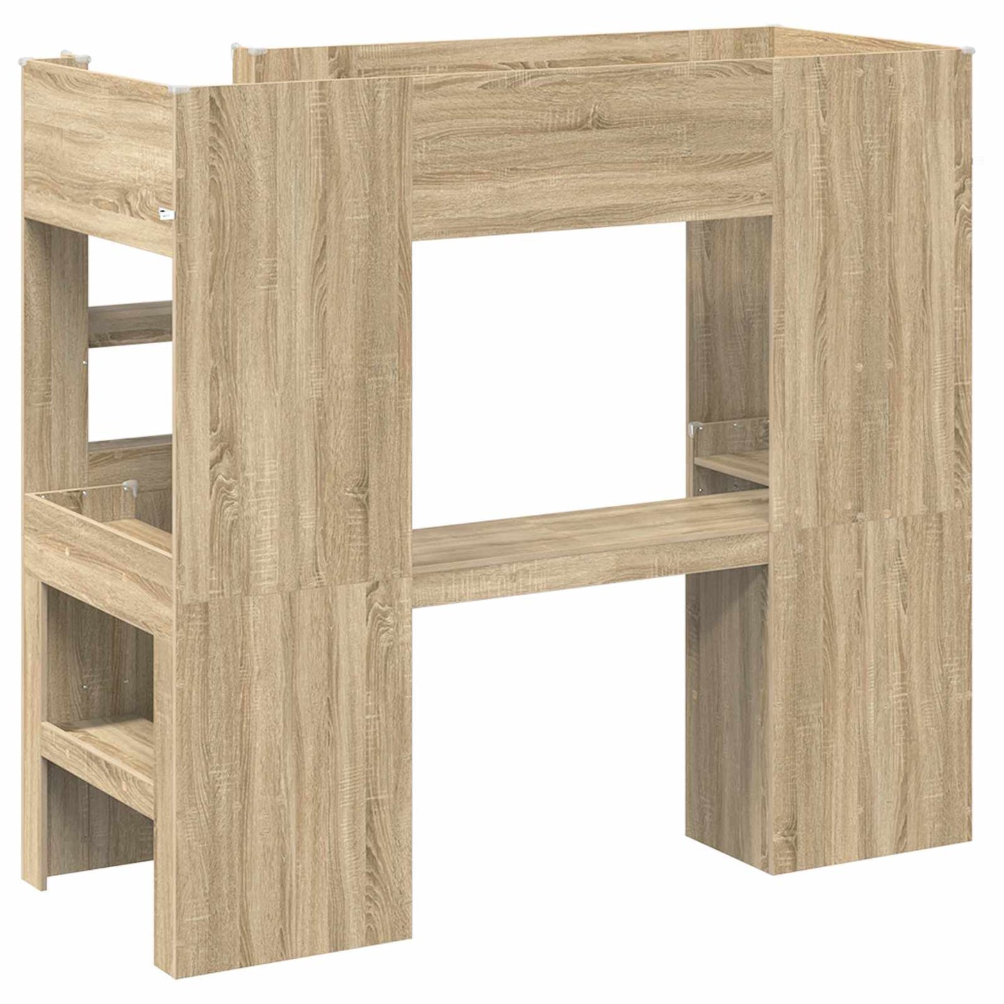Loft Bed Frame with Desk Sonoma Oak 75 x 190 cm Engineered Wood