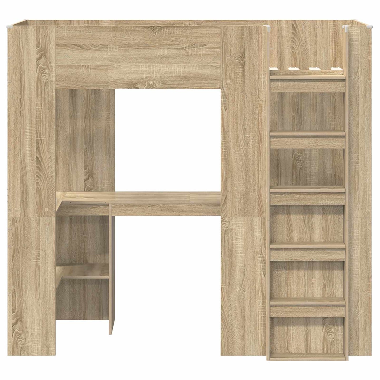 Loft Bed Frame with Desk Sonoma Oak 75 x 190 cm Engineered Wood