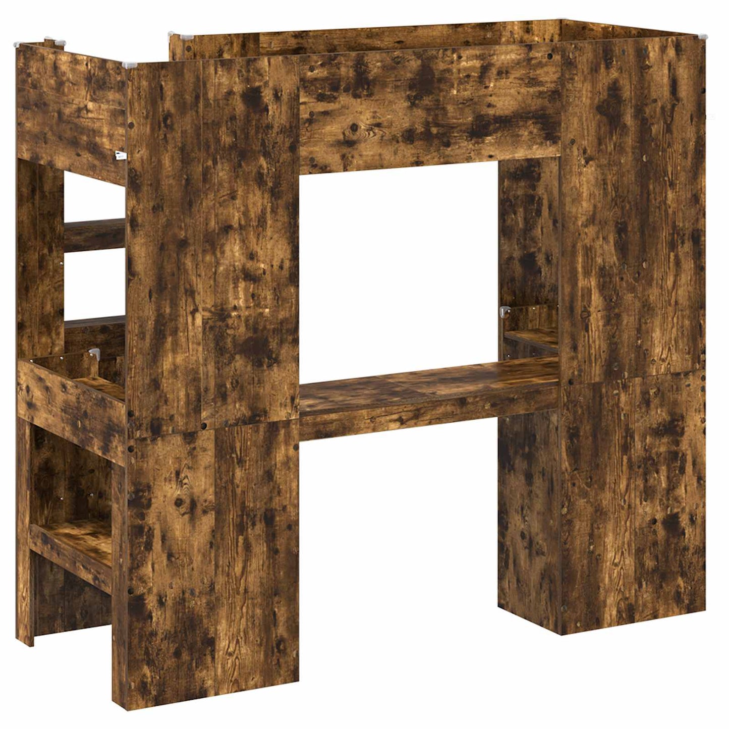 Loft Bed Frame with Desk Smoked Oak 75 x 190 cm Engineered Wood