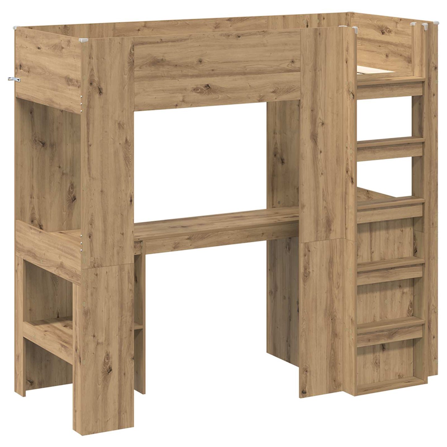 Loft Bed Frame with Desk with Storage Artisan Oak 75 x 190 cm