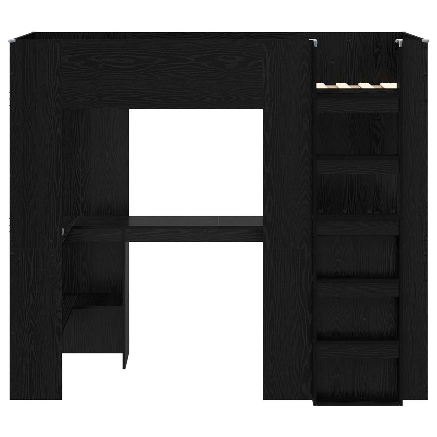 Loft Bed Frame with Desk Black Oak 90 x 190 cm Engineered Wood