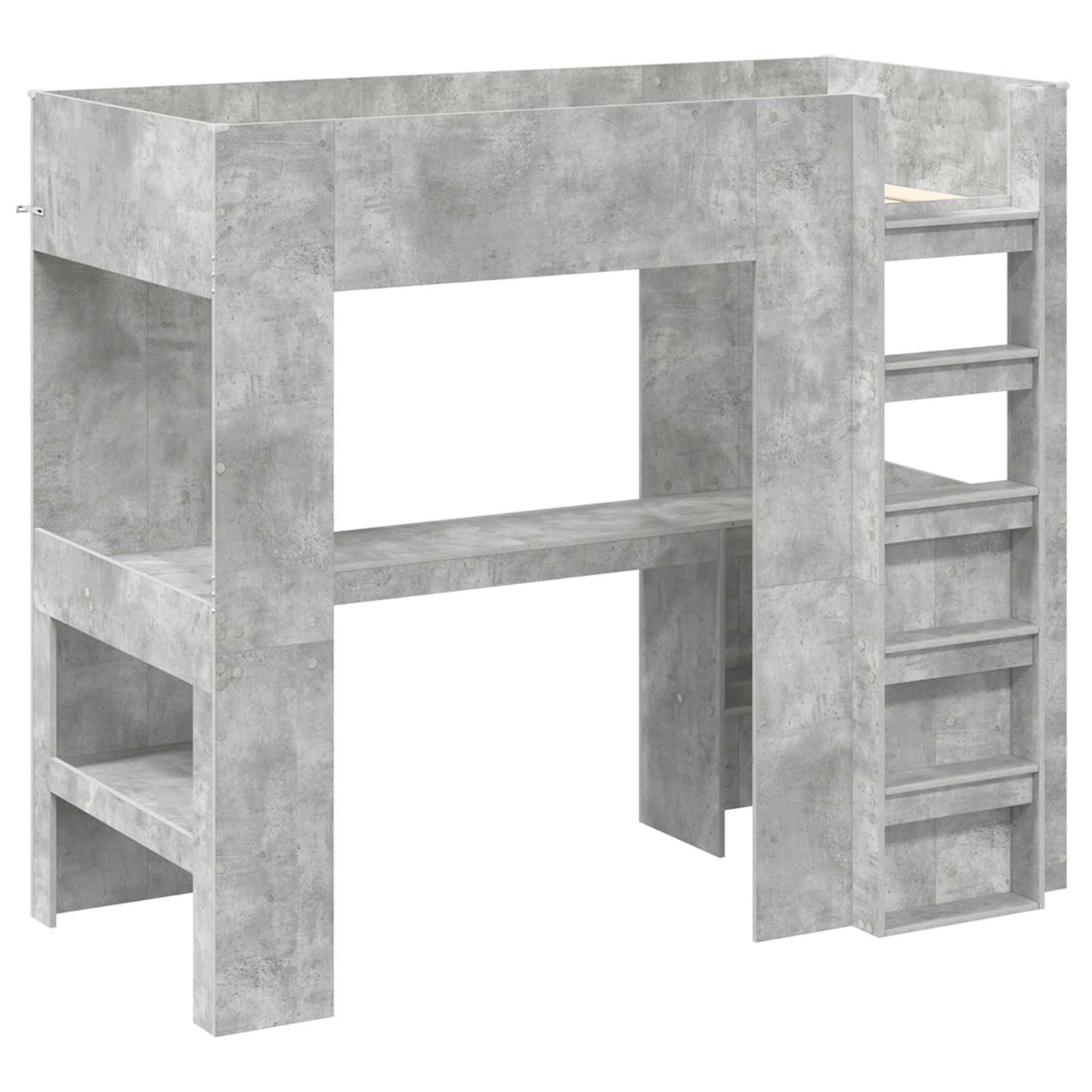 Loft Bed Frame with Desk with Storage Concrete Grey 90 x 190 cm