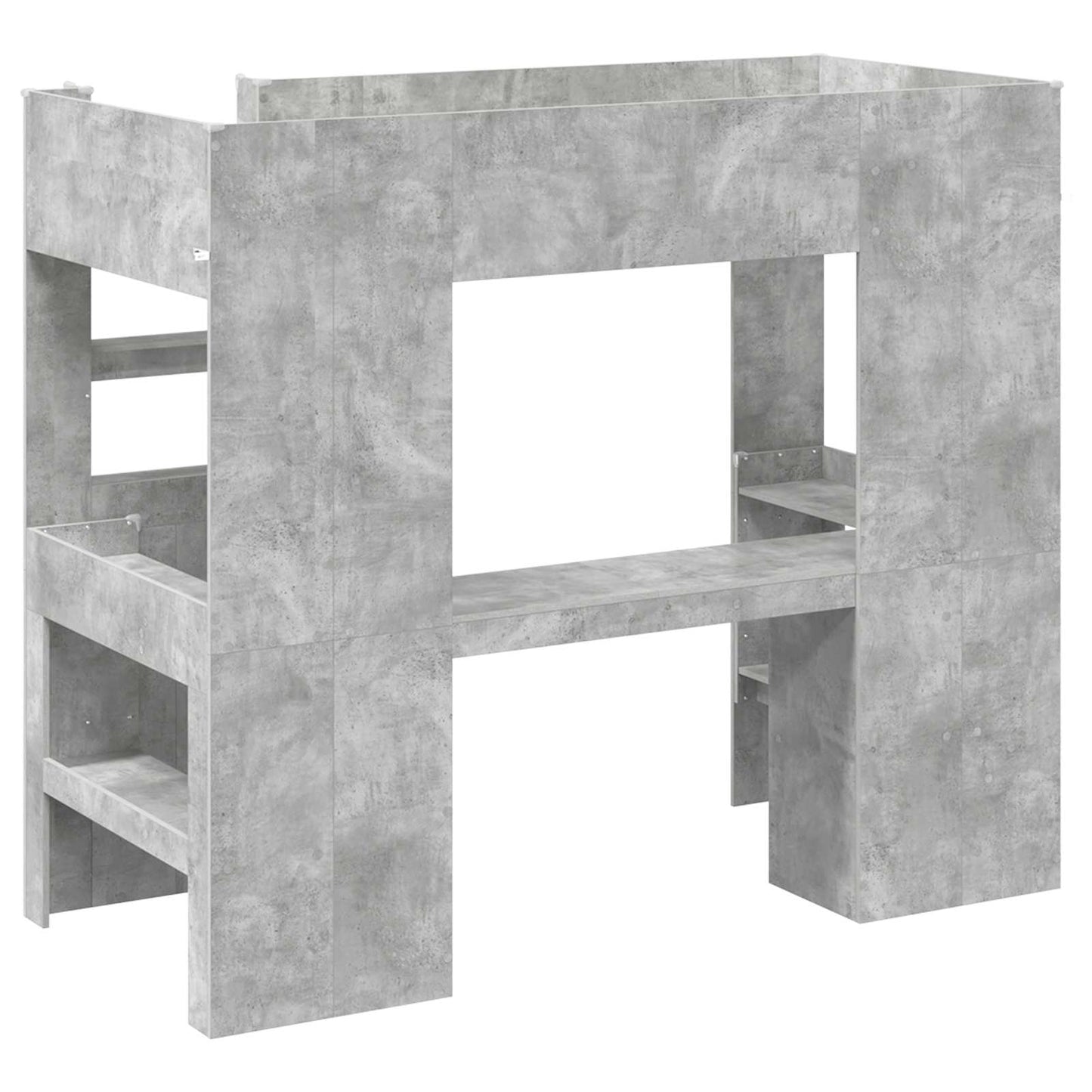 Loft Bed Frame with Desk with Storage Concrete Grey 90 x 190 cm