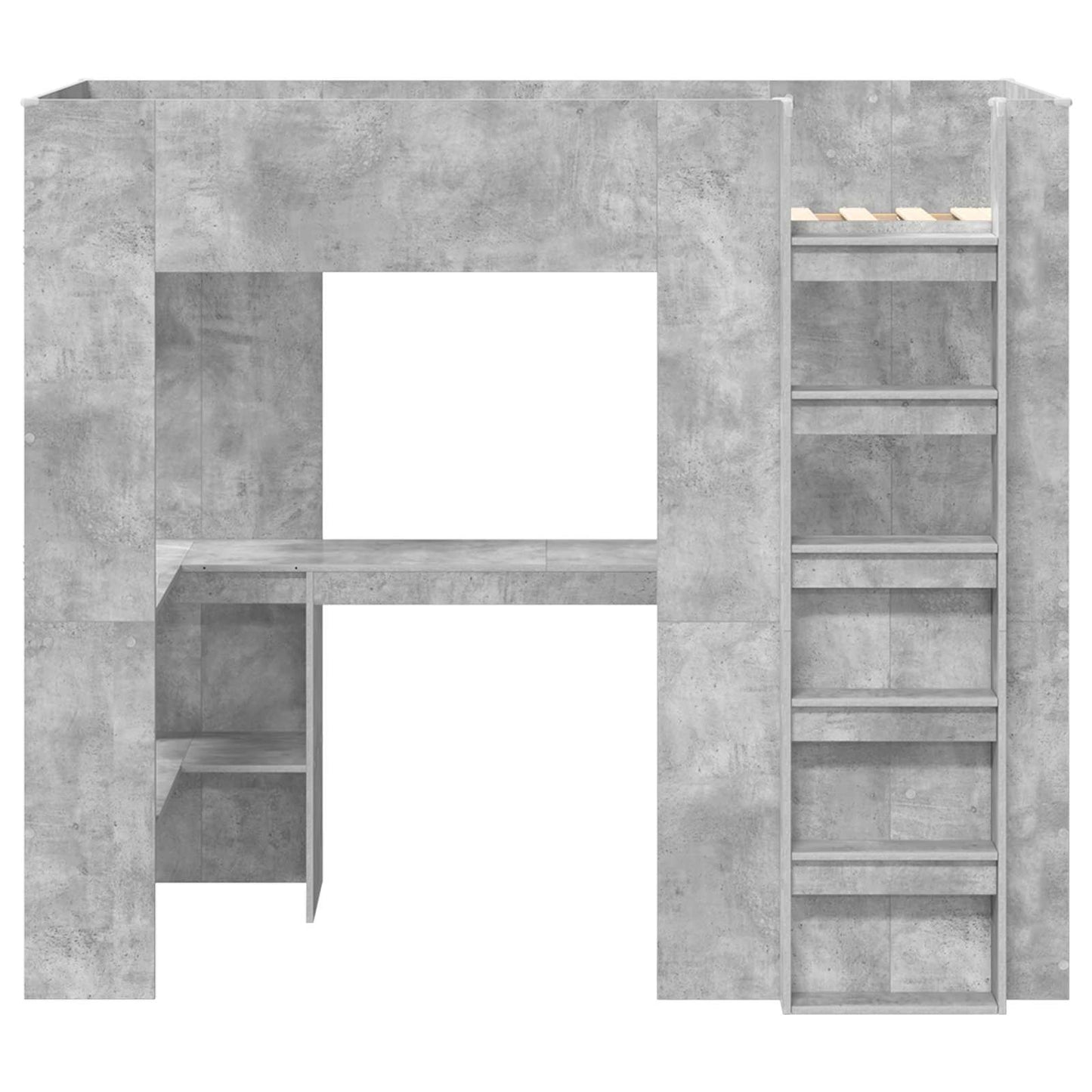 Loft Bed Frame with Desk with Storage Concrete Grey 90 x 190 cm